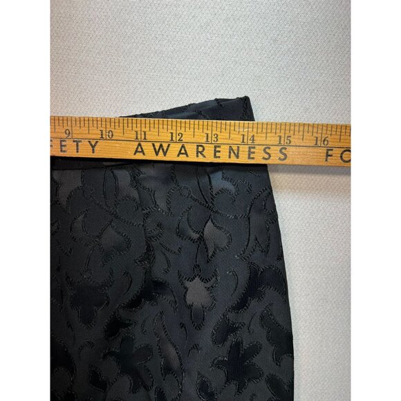 Perliza Women's A Line Formal Skirt 12 Lightweight Flat Front Black Floral Print - Picture 9 of 13